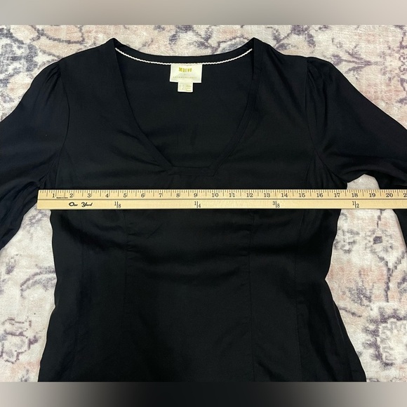 Maeve Anthropologie Becca Linen Blend Square Neck Puff Sleeve Blouse - Picture 10 of 11